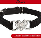 Heart Bling Cat Collar with Safety Belt and Bell Adjustable 8-10 inches for Kitten Cats (Black)