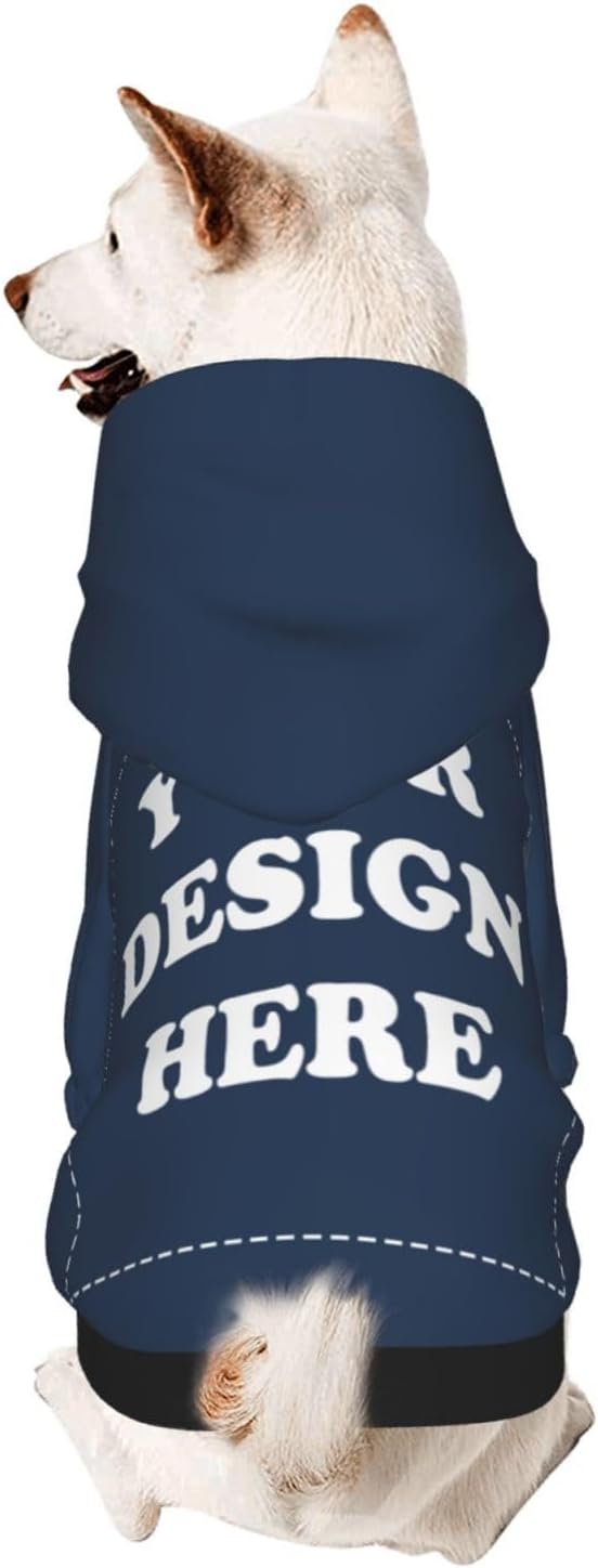 Dog Costume, Custom Dog Hoodie, Dog Name Costume Holiday Pet Pajamas Outfit, Personalized Pet Coat Costumes for Small Medium Large Dogs and Cats for Winter, Navy, XS