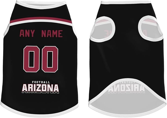 Arizona Custom Pet Jersey Dog Clothes Jersey Various Sizes Customized Any Name & Number for Small & Middle and Big Dogs