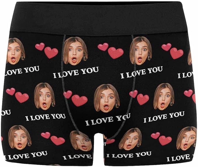 M YESCUSTOM Custom Faces Funny Short Briefs Gift for Husband Underwear