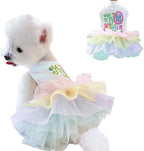 Dog Easter Outfit with My 1st Easter Embroidery Letters Holiday Puppy Dress Rainbow Small Dog Tutu Cat Apparel Fancy Pet Clothes for Chihuahua Yorkie Pomeranian Poodle (Colorful, Small)