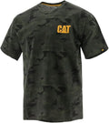 CAT Men's Trademark T-Shirts with Shape-Retention Rib Trim Spandex, Tagless Neck, and Cat Logo on Left Chest