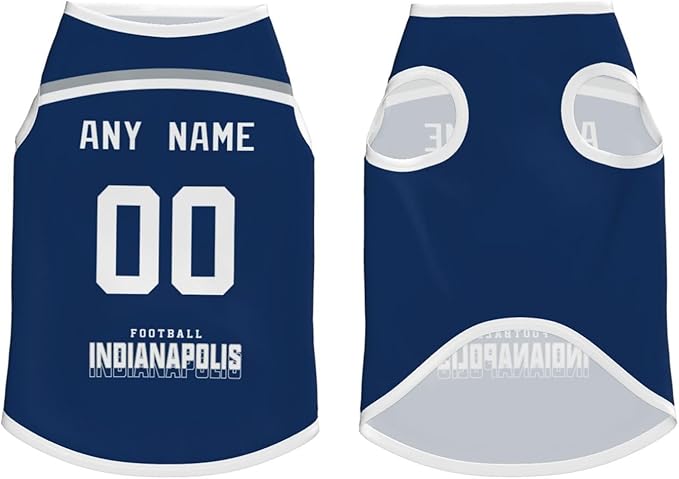 Indianapolis Custom Pet Jersey Dog Clothes Jersey Various Sizes Customized Any Name & Number for Small & Middle and Big Dogs