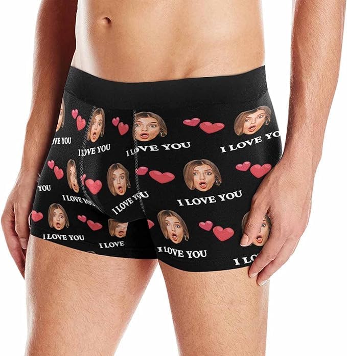 M YESCUSTOM Custom Faces Funny Short Briefs Gift for Husband Underwear