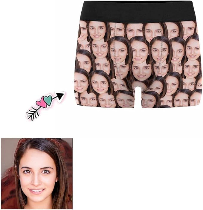 M YESCUSTOM Custom Faces Funny Short Briefs Gift for Husband Underwear