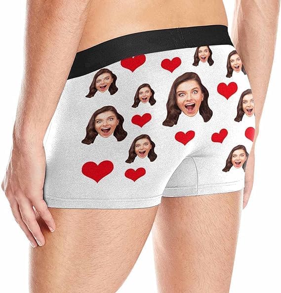 M YESCUSTOM Custom Faces Funny Short Briefs Gift for Husband Underwear