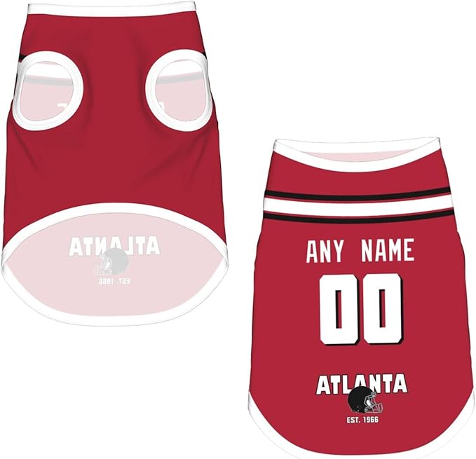 Atlanta Dog Clothes Jersey Pet Jersey Customized Any Name & Number S-5XL for Small Middle and Big Dogs