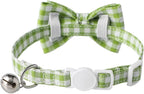 AIITLE Breakaway Cat Collar with Cute Bow Tie and Bell, Detachable Adjustable Safety Collars for Girl Cats and Boy Cats, Kittens, Puppy, Soft Stylish Plaid Patterns Cat Collars,Green