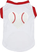 Petitebella Baseball Heart Puppy Dog Shirt (White, Large)