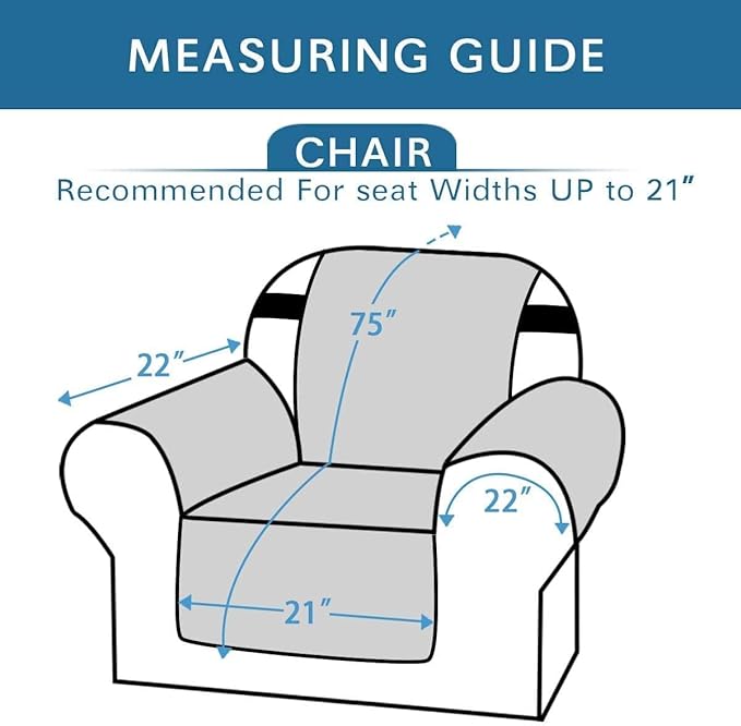 H.VERSAILTEX Chair Slipcover Reversible Chair Cover Water Resistant Washable Chair Cover Non-Slip Fabric Furniture Protector with Elastic Strap for Pets(Armchair, Pale Oak)