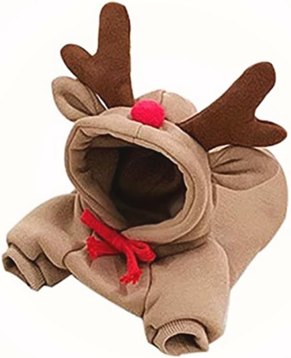 Dog Hoodies Cat Clothes Autumn Winter Sweatshirts Teddy Bulldog Bulldog Clothing Can Transform Into Frog Elk Mouse (Apricot elk,XL)