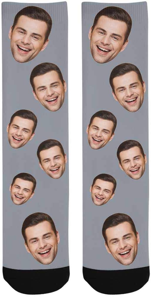 MyPupSocks Custom Personalized Photo Pet Face Socks, Cat and Dog Tracks Paws Bones Crew Socks with Picture for Men Women