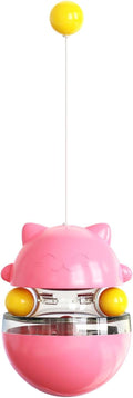 Cat Toy for Indoor Cats Wobble KittenTreat Dispensing Ball Food Dispenser Puzzle Slow Feeder Balls Kitty Stimulating Indoor Interactive Brain Game Toys Gift (Pink)