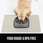 GORILLA GRIP 100% Waterproof Raised Edge BPA Free Silicone Pet Feeding Mat, Dog Cat Food Mats Contain Spills Protects Floors, Placemats for Cats and Dogs Water Bowl, Pets Accessories 16x10, Cream