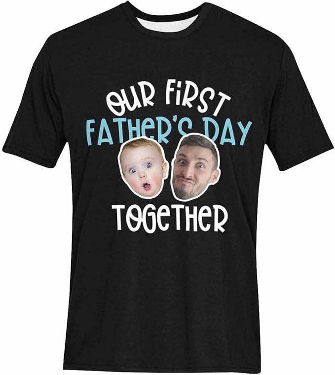 Custom T Shirts with Face Photo Text Pet Shirt for Men Personalized Picture Tee Shirt Design Your Own Dad Grandpa Shirt
