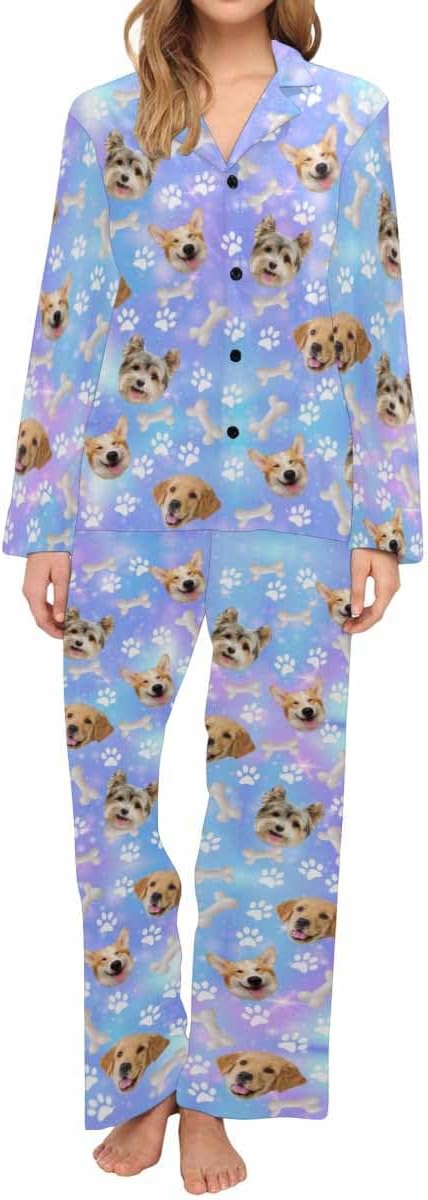 Artsadd Personalized Pajamas with Faces for Women Men Custom Christmas Pajamas Gifts for Family Couple, Funny Photo Pjs