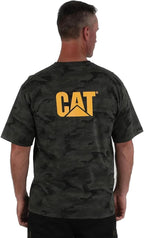 CAT Men's Trademark T-Shirts with Shape-Retention Rib Trim Spandex, Tagless Neck, and Cat Logo on Left Chest
