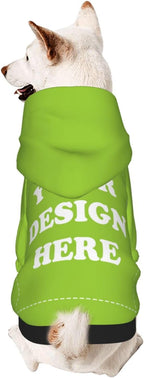 Dog Clothes, Custom Dog Hooded Sweatshirt, Personalized Pet Costume Robe Shirt with Text/Image/Club Name/Pet Shop Logo for Small Medium Large Dogs and Cats, GrassGreen, XS