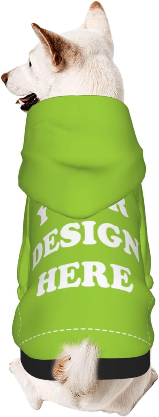 Dog Clothes, Custom Dog Hooded Sweatshirt, Personalized Pet Costume Robe Shirt with Text/Image/Club Name/Pet Shop Logo for Small Medium Large Dogs and Cats, GrassGreen, XXS