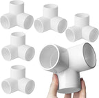 6Pack PVC Fittings 1-1/2Inch 3 Way, Furniture Grade Elbow Pipe Fittings for 1-1/2Inch PVC Pipe, Pipe Fitting Connector for Build Furniture Structures Garden Enclosures Dog Agility Jumps Greenhouse