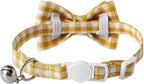 AIITLE Breakaway Cat Collar with Cute Bow Tie and Bell, Detachable Adjustable Safety Collars for Girl Cats and Boy Cats, Kittens, Puppy, Soft Stylish Plaid Patterns Cat Collars,Yellow