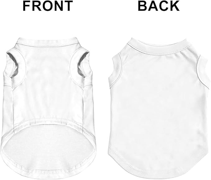 Custom Dog Shirt Pet T Shirts for Small Medium Large Dogs Customized Clothes with Image Logo Text Breathable Sleeveless Tank Top Personalized Outfits Puppy Apparel White, S