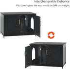 unipaws Black Top Opening Cat Litter Box Enclosure, Flip Top XL Extra Large Cat Box Furniture, Friendly to Elderly People, High Jumbo Automatic Litter Box Cover Hidden for Large Cat
