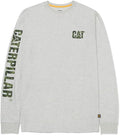 Caterpillar Trademark Banner Long Sleeve Tee Shirts for Men with Center Back Neck Wire Management Loop and Cat Workwear Logo