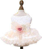 Fashion Sweet Puppy Dog Blingbling Princess Skirt Pet Dog Lace Cake Camisole Tutu Dress G-White-1 L