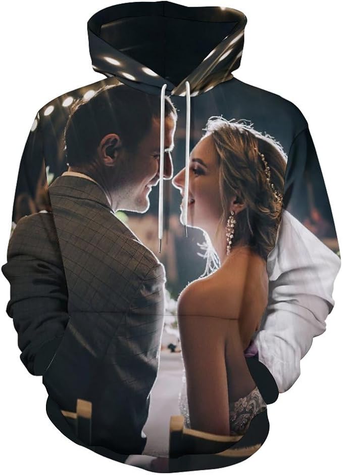 Artsadd Custom Face Unisex athletic Pockets Sweatshirt Loose Hoodie Custom Christmas Long Sleeve Sweatshirt Hooded Pullover