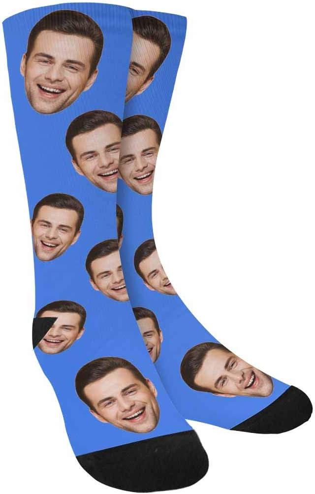 MyPupSocks Custom Personalized Photo Pet Face Socks, Cat and Dog Tracks Paws Bones Crew Socks with Picture for Men Women