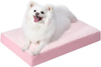 KSIIA Orthopedic Dog Bed Waterproof Pet Bed for Small Dogs Deluxe Plush Washable Dog Bed with Egg Crate Foam & Removable Cover, 23 x 17 Inch, Pink
