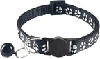 2 Pack Breakaway Cat Collars with Bells, Reflective Design and Claw Print Design, Safety Buckle, Adjustable 7.5-12.5 Inches for Kittens & Cats (Black)