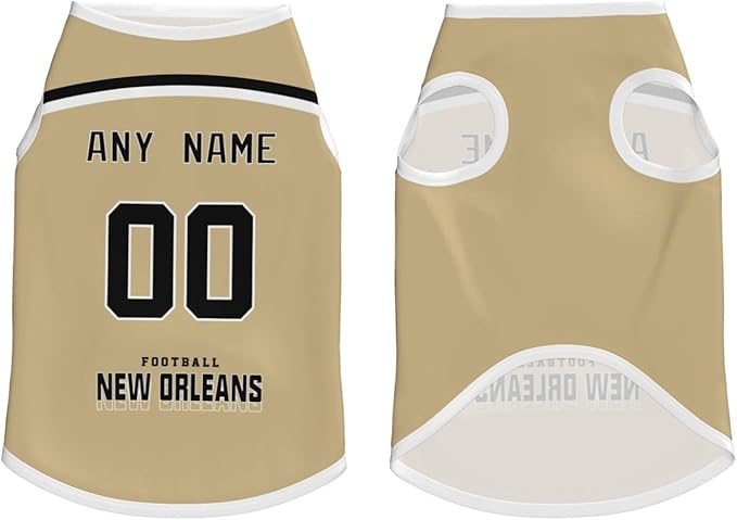New Orleans Custom Pet Jersey Dog Clothes Jersey Various Sizes Customized Any Name & Number for Small & Middle and Big Dogs