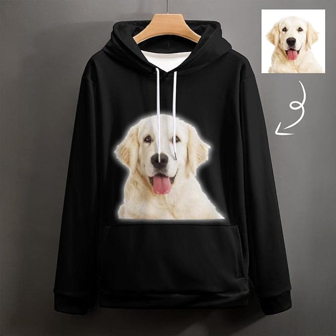 Artsadd Custom Face Unisex athletic Pockets Sweatshirt Loose Hoodie Custom Christmas Long Sleeve Sweatshirt Hooded Pullover