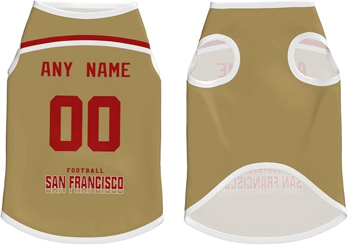 San Francisc0 Custom Pet Jersey Dog Clothes Jersey Various Sizes Customized Any Name & Number for Small & Middle and Big Dogs