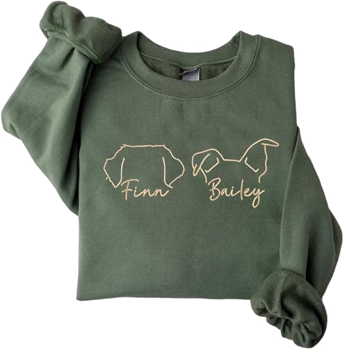 Personalized Embroidered Dog Hoodie, Personalised One-Line Dog Shirt, Unisex Embroidered Dog Hoodie, Dog Lovers Gifts