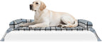 Elevated Pillow Bolster Dog Bed - Raised Dog Beds with Bolster Portable Lifted Washable Pet Cot Bed with Stainless Steel Frame Dogs Hammock Bed for Indoor & Outdoor (Bolster L)