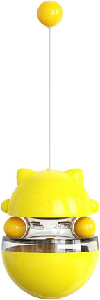 Cat Toy for Indoor Cats Wobble KittenTreat Dispensing Ball Food Dispenser Puzzle Slow Feeder Balls Kitty Stimulating Indoor Interactive Brain Game Toys Gift (Yellow)