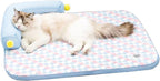 All-Season Ice Fabric Cat Bed with Cushioned Pillow/Play Ball/Washable Mat for Cats, Kittens & Small Pets (Blue, 21"x15"x4")