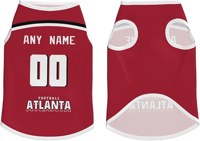 Atlanta Custom Pet Jersey Dog Clothes Jersey Various Sizes Customized Any Name & Number for Small & Middle and Big Dogs