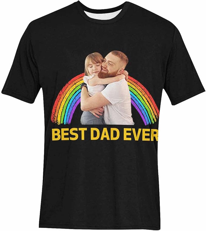 Custom T Shirts with Face Photo Text Pet Shirt for Men Personalized Picture Tee Shirt Design Your Own Dad Grandpa Shirt