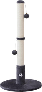33'' Tall Cat Scratching Post for Adults Cats, Sturdy Large Scratch Pole with Hanging Ball with Fun Mouse Hole, Scratching Posts for Indoor with Durable Natural Sisal Rope (Darkgrey)