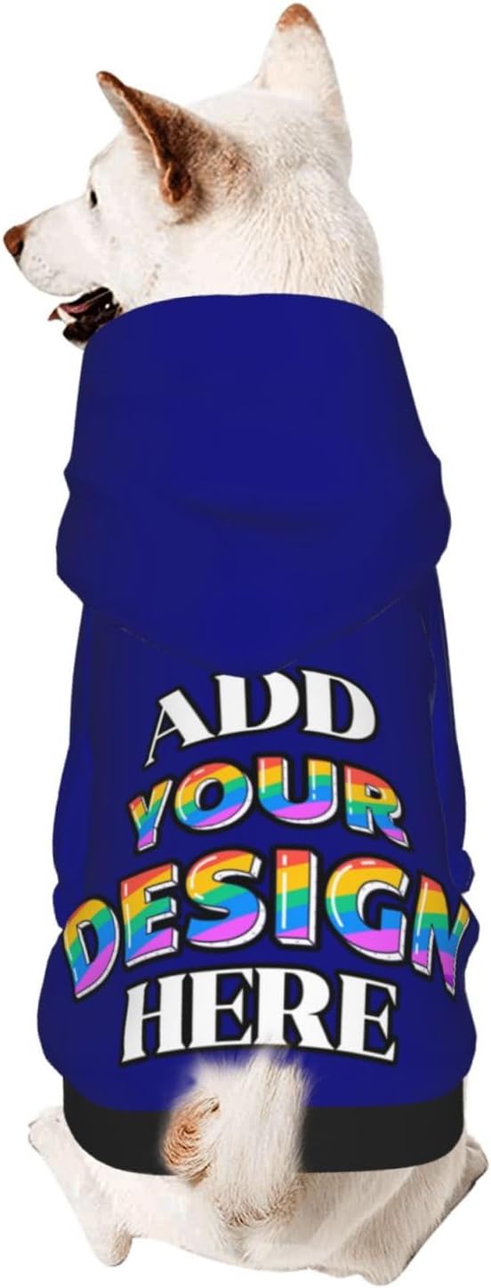 Custom Dog Hoodie, Personalized Dog Sweatshirt, Dog Clothes for Small Dogs Customizable, Navy, XS, Ropa para Perros Pequeños, Customized Pets Puppy Clothes, Personalized Gifts
