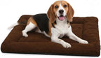 Dog Crate Pad 36 Inch, Washable Plush Crate Mat for Medium Dogs, Non Slip Kennel Pad for Metal Wire Crates, Cushioned Support for Indoor Use, Brown