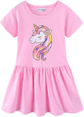 Mud Kingdom Little Girls Dresses Cotton Summer Holiday Cute Cat Dress Short Sleeve