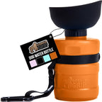GORILLA GRIP Dog Water Bottle, Portable Water Bowl Dispenser for Dogs, 12 oz Leak Proof Pet Travel Squeeze Bottles, Food Grade Silicone, To Go Puppy Essentials, Hiking Camping Trip Accessories, Orange