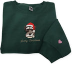 COUPLEHOODIES Custom Pet Christmas Sweatshirt – Embroidered Cat or Dog Portrait Unique Pet for Dog Moms or Family