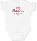 COUPLEHOODIES Personalized Baby Onesie Bodysuit – Custom Embroidery Gift for Pregnancy Reveal Baby Shower or First Grandchild