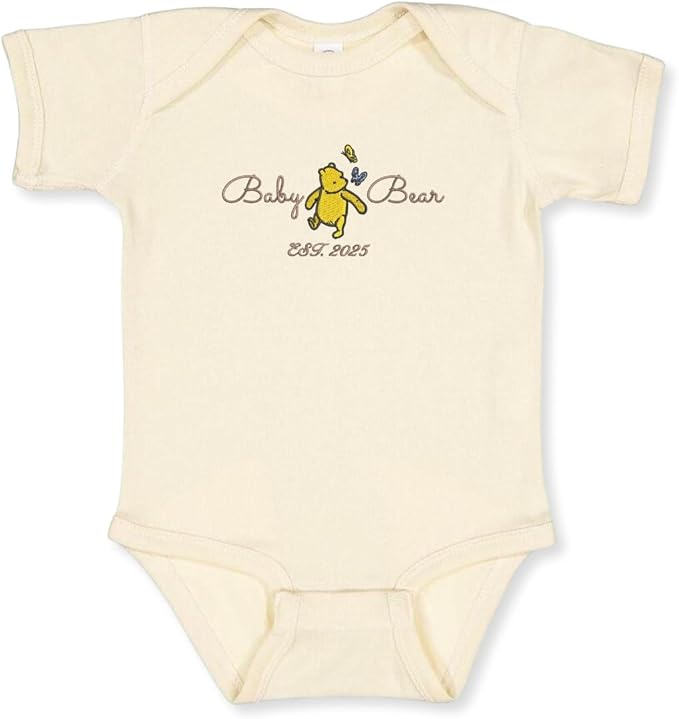 COUPLEHOODIES Personalized Baby Onesie Bodysuit – Custom Embroidery Gift for Pregnancy Reveal Baby Shower or First Grandchild
